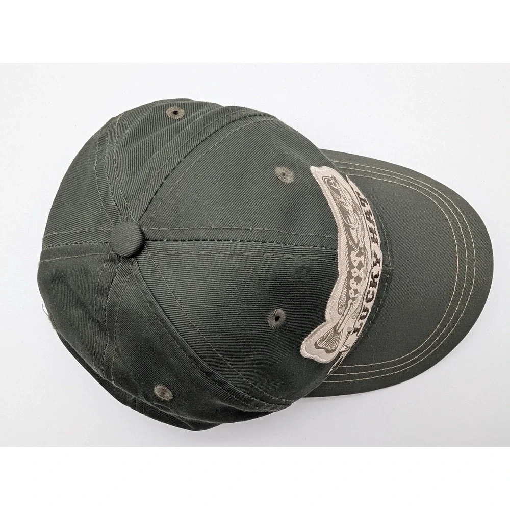 Lucky Hat Fishing Bass Patch Baseball Cap Olive Green Snapback Trucker Hat Mens